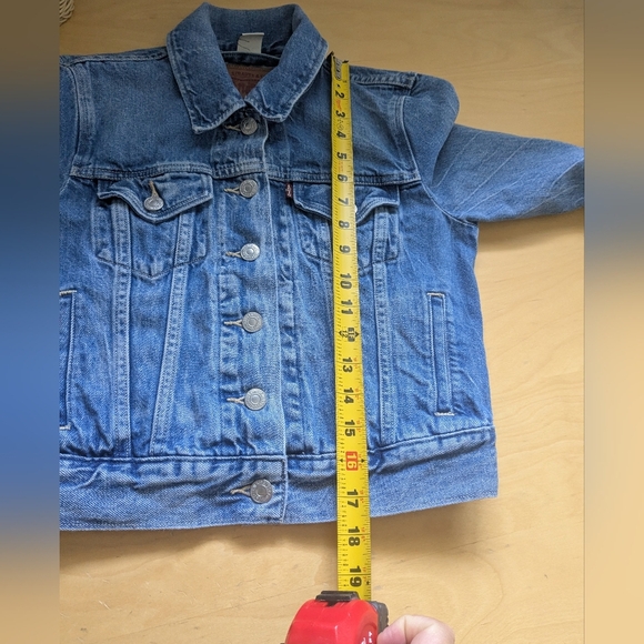 LEVI'S Women Jeans Jacket 100% Cotton Washed Blue Color With Pockets Crop XS - Picture 14 of 15